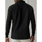 Textured Long-Sleeved Polo Shirt