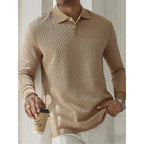Textured Long-Sleeved Polo Shirt