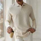 Textured Long-Sleeved Polo Shirt